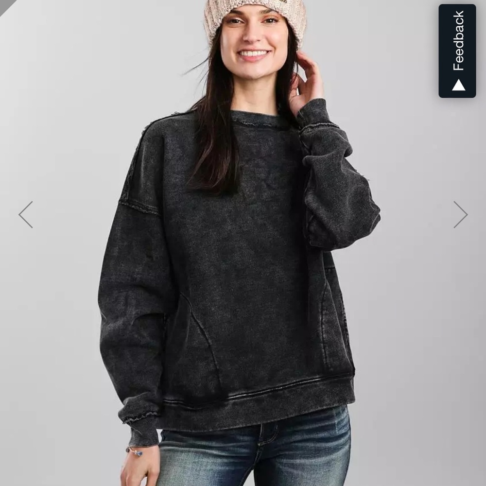 Buckle Gilded Intent Washed Black Pullover Hoodie Sweatshirt XS